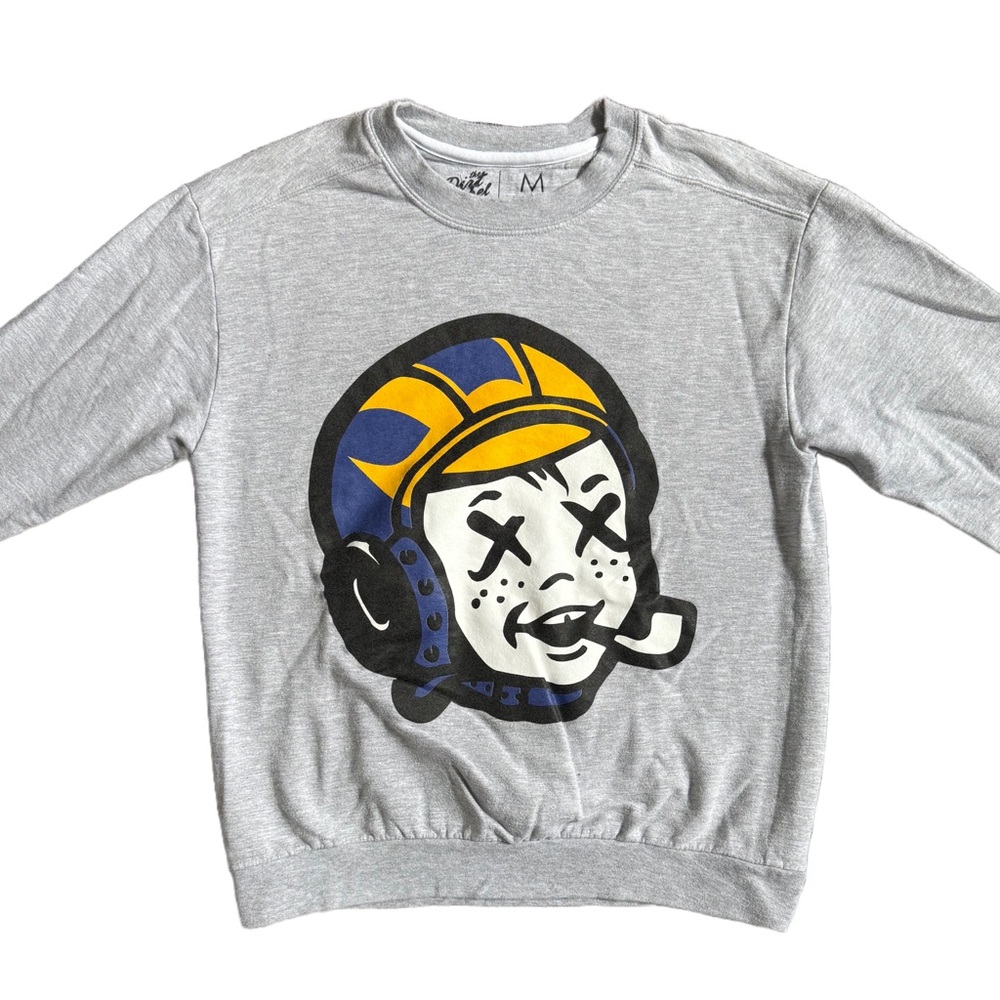 TDL / THE DIRT LABEL GRAY MICHIGAN WOLVERINES GRAPHIC CREWNECK SWEATSHIRT SIZE M